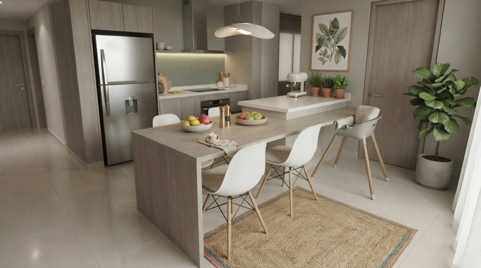 Cocina con comedor integrado fabricada por ARKIA911